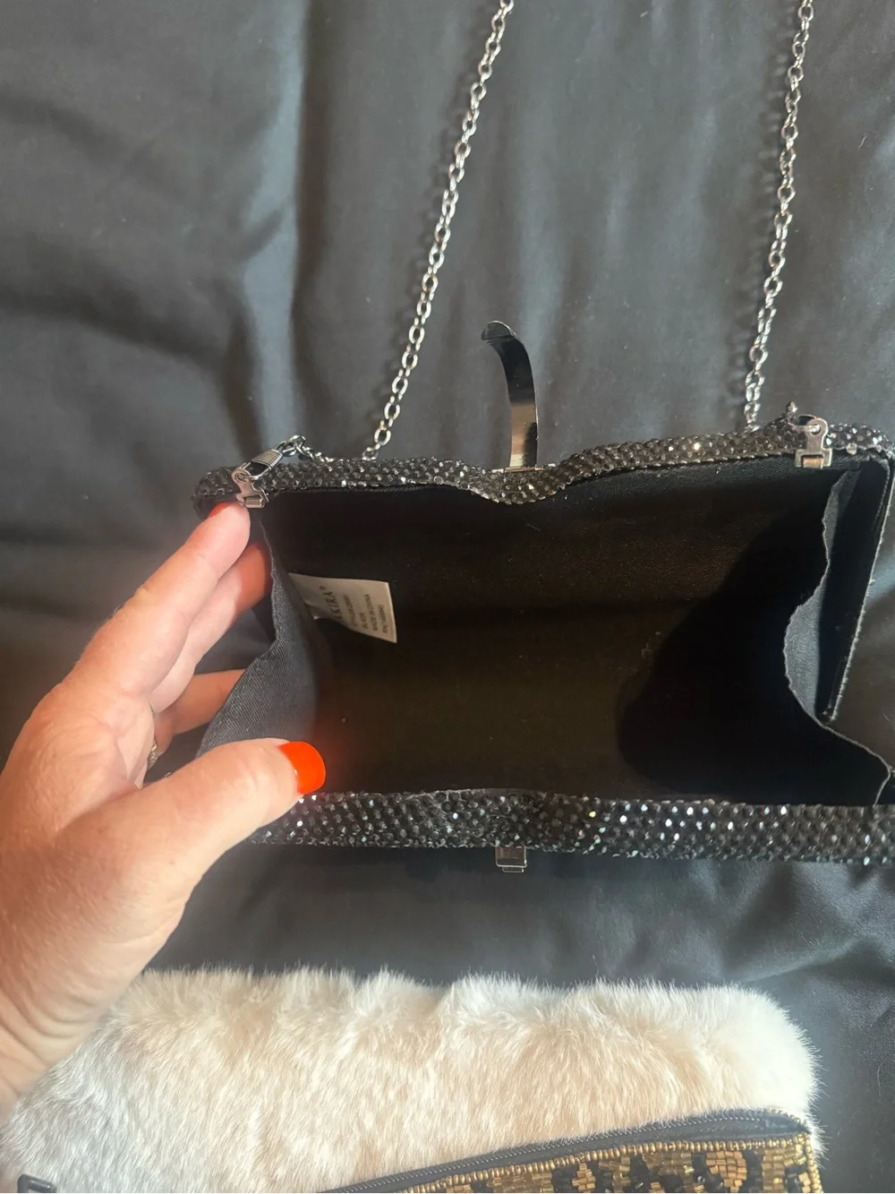 Black Crystal Evening Chain Clutch